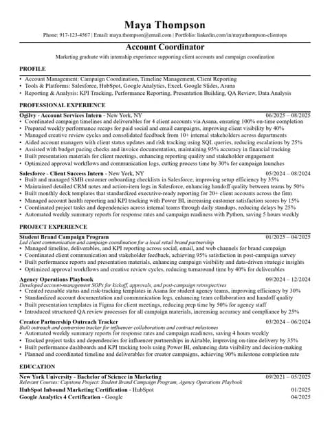 Account Coordinator Resume resume card preview