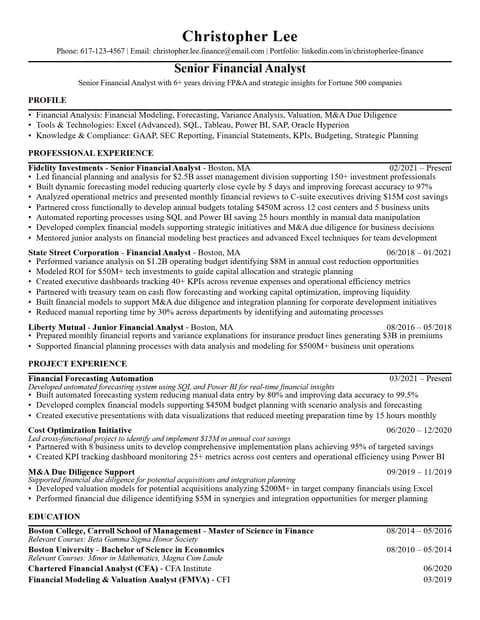 Financial Analyst Resume resume card preview