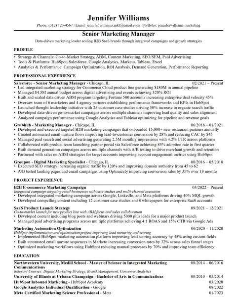 Marketing Manager Resume resume card preview